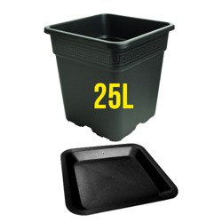 Doniczka kwadratowa Vega Negro 25L, z Podstawką
