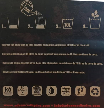 Substrat Kokosowy Coco XL, 70L, Advanced Hydroponics Of Holland