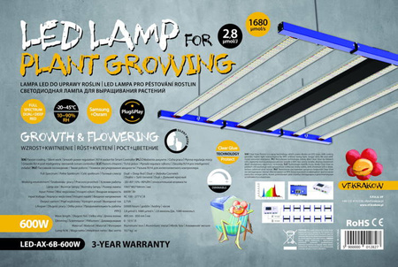 Lampa Led Resin AX 600W, Dual Samsung+Osram, 150x150cm
