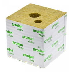 Kostka z Wełny Mineralnej 15x15x14,2cm, Z Dwoma Otworami  fi 27 i 40mm