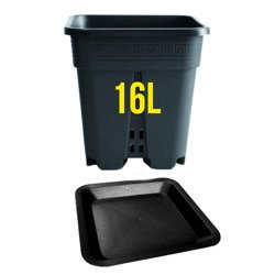 Doniczka kwadratowa Super Vega Air Pot 16L, z podstawką