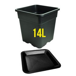Doniczka kwadratowa Vega Negro 14L, z podstawką