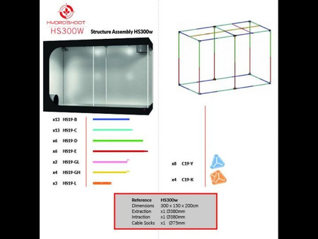 Namiot Do Uprawy Hydro Shoot 300W (300x150x200cm)