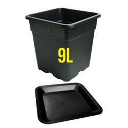 Doniczka kwadratowa Vega Negro 9L, z podstawką